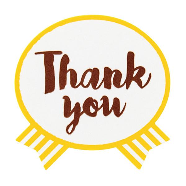 【気持ちシールリボン・Thank you】■粗品屋本舗の商品に使用する事をおすすめいたします。商品に貼るだけで、素敵なギフトに早変わり！プチギフトに最適な小さいサイズのメッセージシールです。○シールサイズ：幅３０×高さ３０ｍｍ○材質：紙＜お...