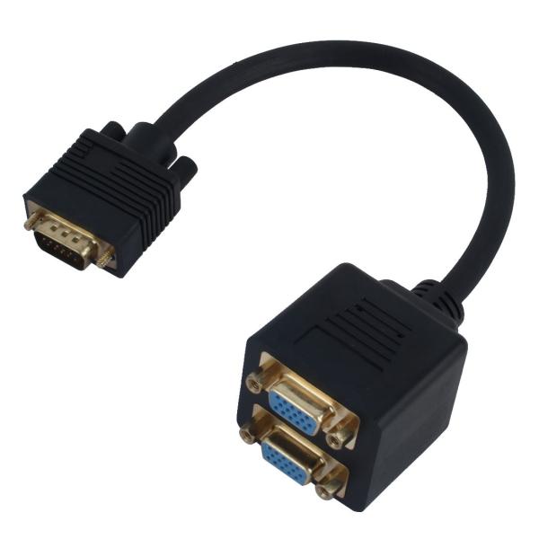 uxcell VGA分岐ケーブル 30cm 1オスー2メス HD15 アダプタ
