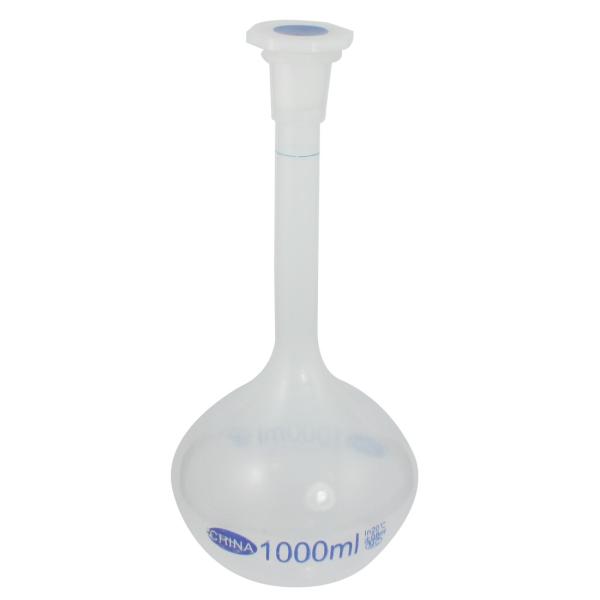 uxcell メスフラスコ プラスチック製クリアホワイト 化学実験室用 プラスチックストッパー 1000ml容量