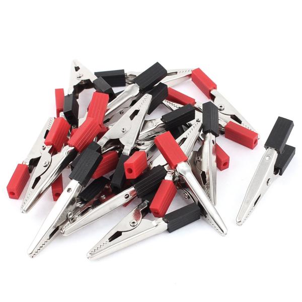 uxcell ワニ口クリップクランプ クロコダイルクリップ 予備絶縁 電気試験 ブラック レッド 20個 50mm