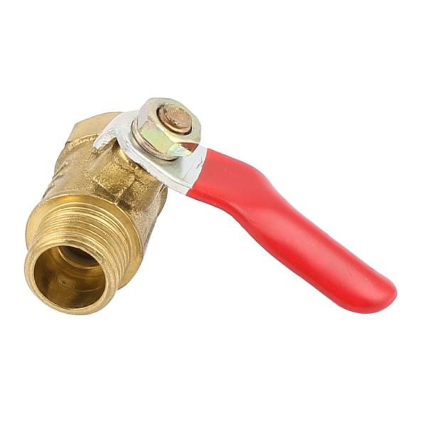 uxcell ボールバルブ 配管継手 1/4BSP REDレバーハンドル 真鍮 エア
