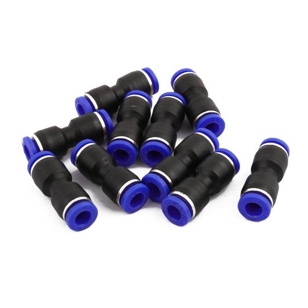 uxcell クイックコネクタ プッシュインコネクタ 10個入り ブラック ブルー プラスチック 金属 6mm 空気圧継手