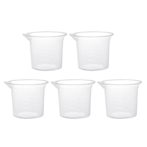 uxcell 測定カップ ビーカー ラボ用 透明 PP プラスチック 目盛り付のビーカー 25ml 5個入り