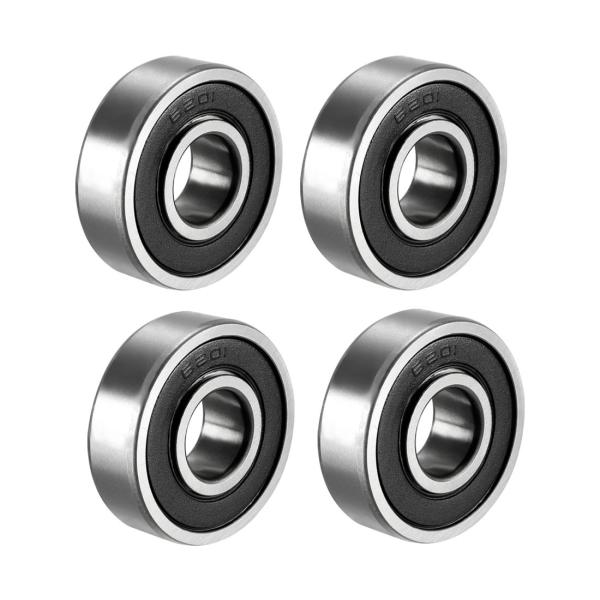 uxcell ボールベアリング シール付きベアリング 炭素鋼 12mmx32mmx10mm 6201RS 4個入り