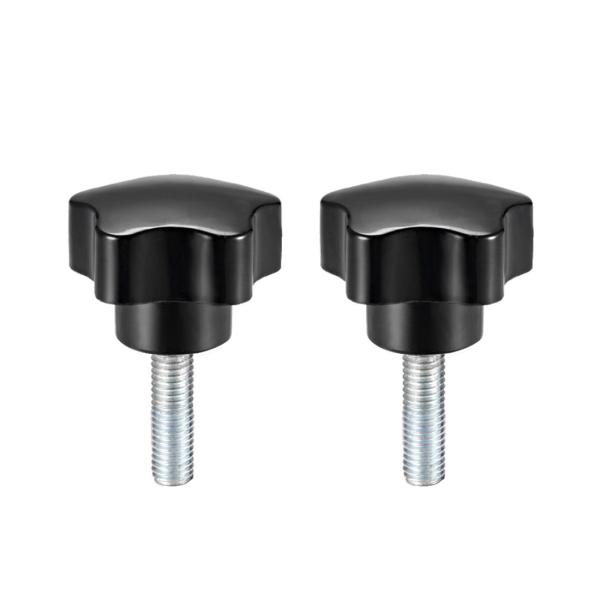uxcell スターノブグリップ ペンタゴンハンドル M8 x 15mm オスネジ 鋼 亜 スタッド ブラック PP 2 個入り