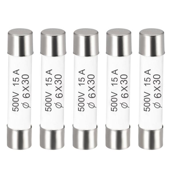 uxcell セラミックカートリッジヒューズ 15A 500V 6x30mm セラミックヒューズの高速ブロー交換 アンプ省エネランプバラスト用 5個