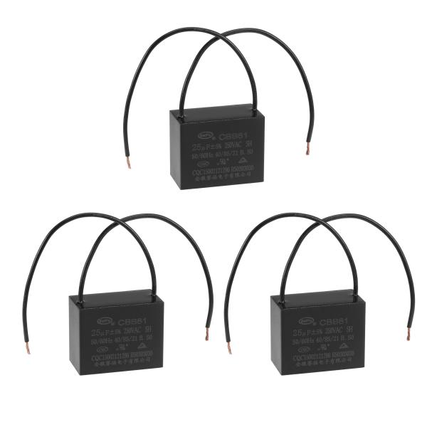 uxcell 天井ファンコンデンサ CBB61 25uF 250V AC 2線 48 x 38x26 mm 扇風機ポンプモーター発電機用 3個