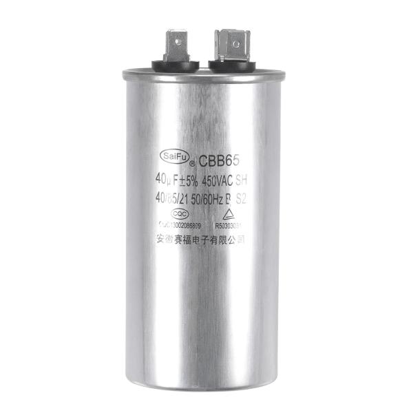 uxcell コンデンサラウンドCBB65 40uF 40mfd 450V AC 40/85/21 アルミケース ターミナル付き