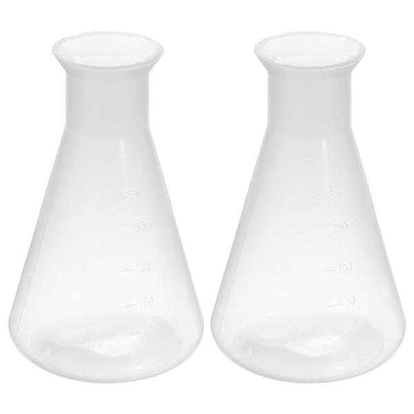 PATIKIL 250ml プラスチック三角フラスコ 2個 広口三角フラスコ 研究室用 クリア