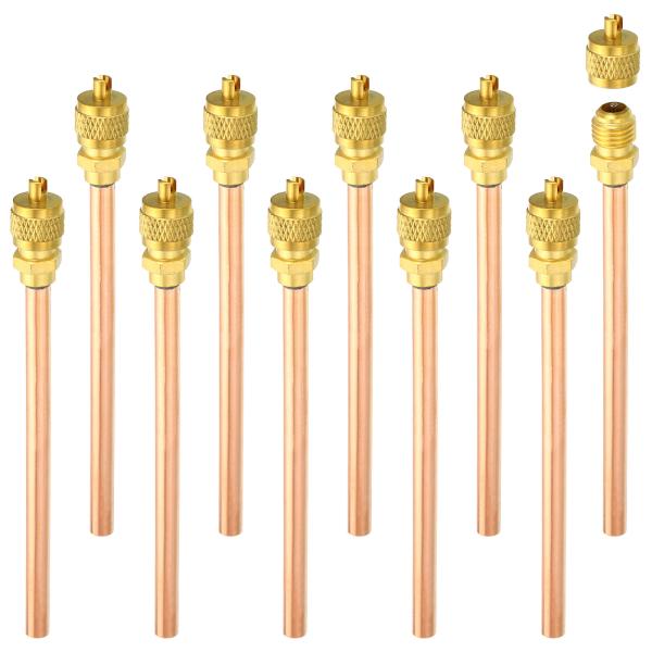 uxcell PATIKIL 1/4インチ SAEx6mm ODx101mm ステムx127mm L サービスアクセスバルブ 10個 エアコン冷凍用