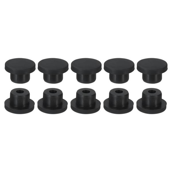 uxcell シリコンゴムホールプラグ シリコーン穴栓 柔軟 フレキシブル プラグ ストッパー 14-15mmホール用 ブラック 10個入り