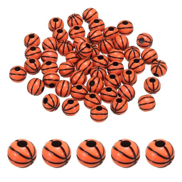 PATIKIL 10 mm スポーツボールビーズ 60個 不透明アクリルスポーツビーズ バスケットボールビーズ スペーサールースビーズ工芸品 DIYネ