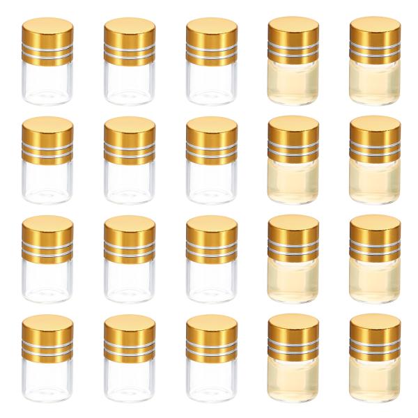 【本商品は海外出荷】お届けは通常20-30日を頂いております。ボトルの材質: ホウケイ酸ガラス、?? キャップの材質: アルミニウム、カラー：透明、金色、容量:1mL、キャップのサイズ:10.5x15.6 mm(H*外径)、ボトル口外径：1...