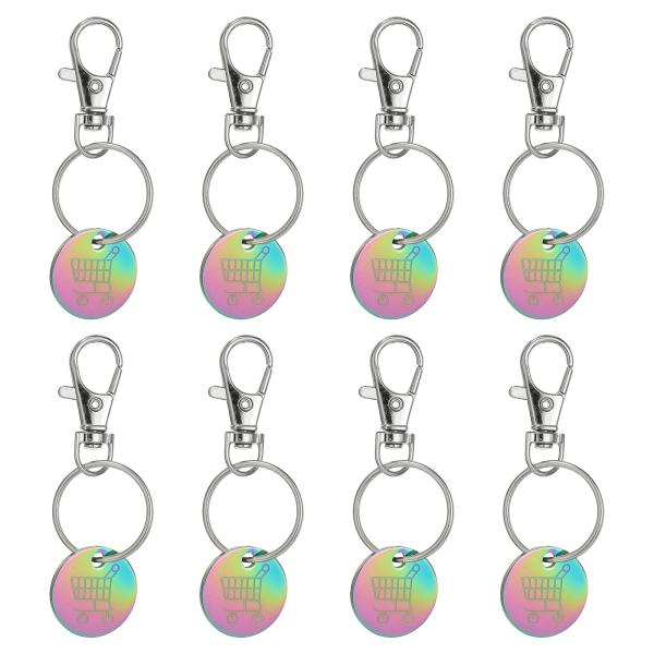 PATIKIL ショッピングカートトークンキーリング 8個セット ステンレス製 リムーバーコインキーチェーン