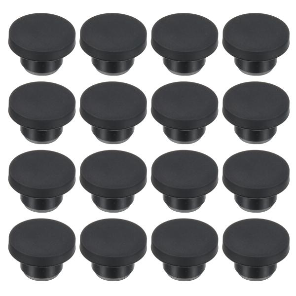 uxcell PATIKIL 15mm直径 ゴムホールプラグ 14mm 穴に適したシリコンラバーラウンドホールストッパー 黒 16個入り