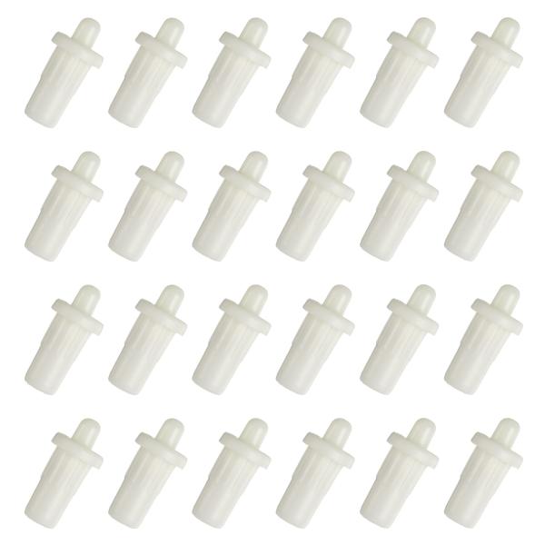 【本商品は海外出荷】お届けは通常20-30日を頂いております。カラー：ホワイト; 材質: プラスチック; サイズ：25 x 11 mm(L*D); 穴径:7.5 mm; パッケージ内容: 24個 x キャビネットドア修理ピンスプリング軸装填...