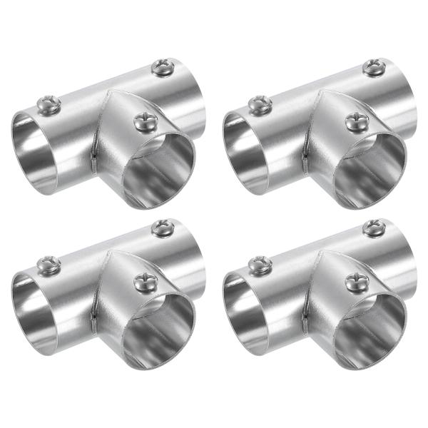 uxcell 4個 3方向パイプジョイント Φ25mmパイプ用 ステンレス T字 コネクタ パイプ継手 自作 DIY用