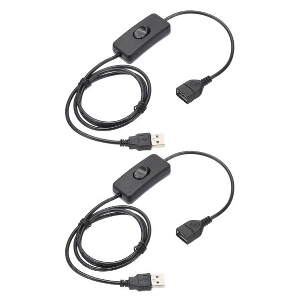uxcell USB延長ケーブル付きON/OFFトグルスイッチ 1m USBメス-オス延長コード デスクランプ ファン 黒 2個入り
