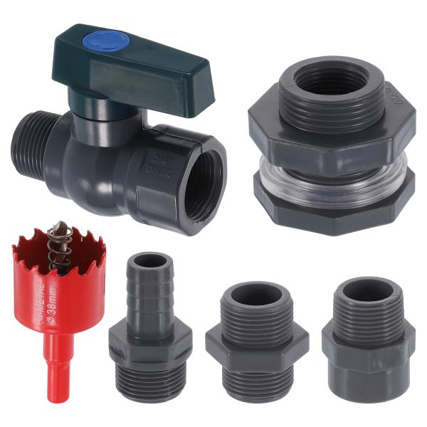 uxcell 雨水タンクの蛇口キット プラスチック 雨水タンク栓 19 mm GHTバルクヘッドフィッティング付き ガーデンホースアダプター ホールオ