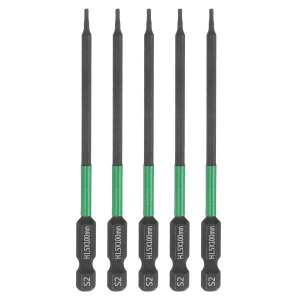 uxcell 5個入り H1.5 フラット六角ヘッド スクリュードライバービット 1.5mm メトリック先端 1/4