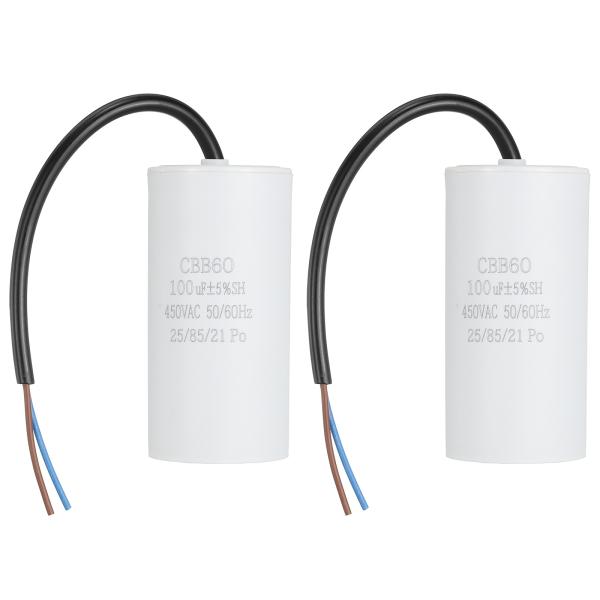 uxcell 2個セット CBB60 運転用コンデンサ 100uf 450V AC 2線式 50/60Hz 円筒型 102x50mm 白色 空気圧縮機
