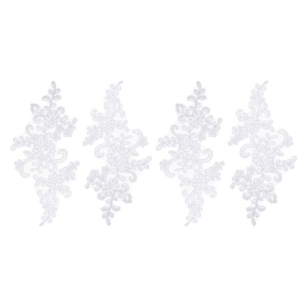 uxcell 4枚組 フラワーレースアップリケ 3D刺繍レースパッチ 手芸用装飾 ウェディングドレス 手作りクラフトアクセサリー 装飾用 明るいホワイ