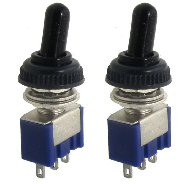 uxcell トグルスイッチ ワット防水キャップ AC 125V 6A 3ピン端子 オン/オン 2ポジション 単極双投 2個入り