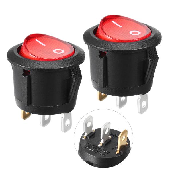 uxcell 2 Pcs AC 5A 250V 10A 125V ライト SPST ON / OFF スナップ 円形 ボート ロッカー スイッチ