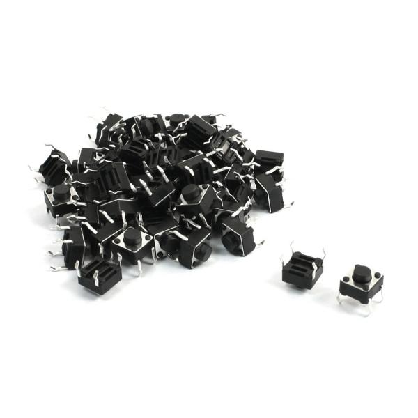 uxcell タクトスイッチ プッシュボタンタクトスイッチ 6 x 6 x 5mm 4ピン PCBモーメンタリコントロール 50個入