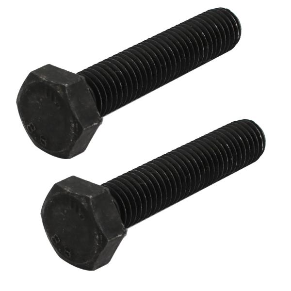 uxcell 六角ヘッド 六角ボルト 全ねじ 左ねじ サイズM10x50mm 炭素鋼製 ブラック 2本入