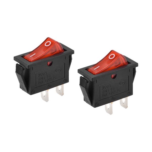 uxcell ロッカースイッチ プラスチック製 ブラック ボートトグルスイッチ 2ピン ON/OFF AC 250V/16A 2個入り