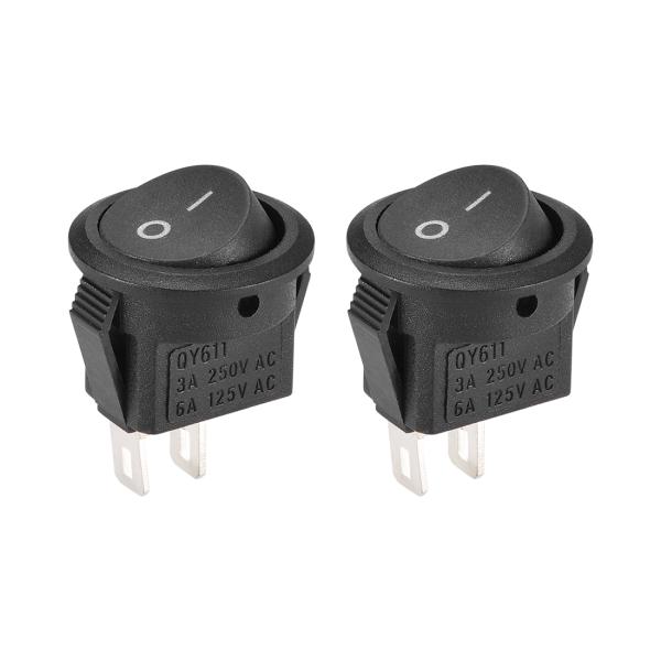 uxcell ロッカースイッチ ON/OFF AC 250V/3A 125V/6A 丸型トグルスイッチ2ピン ボートロッカースイッチ 2個入り