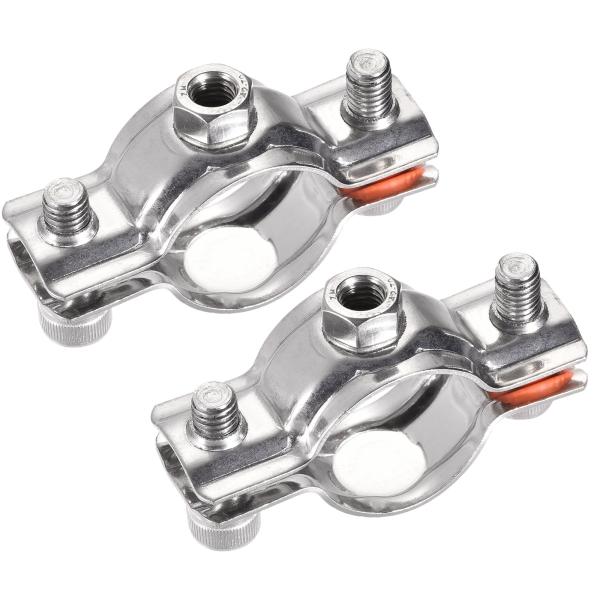 uxcell パイプサポート 壁天井マウント 304ステンレス鋼 調節可能なパイプ ブラケットクランプ 32-34 mmパイプ用 2個