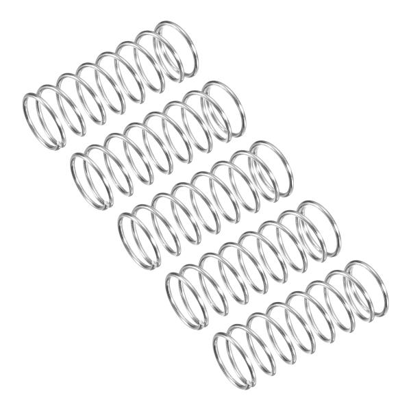 uxcell 圧縮ばね 304ステンレス鋼 10mm OD ワイヤ直径0.8mm 総高さ25mm シルバートーン 5個入り