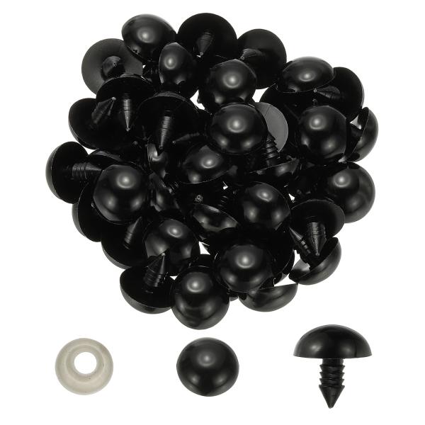 PATIKIL 18mm 安全目 100個セット  クラフトアイ ワッシャー付き 安全目 ぬいぐるみ かぎ針編み おもちゃ 人形 クラフト作り用 黒