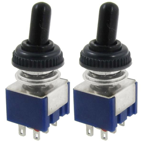uxcell トグルスイッチ ワット防水カバー AC 125V 6A オン/オン 2ポジション DPDT 6ピン端子 2個入り
