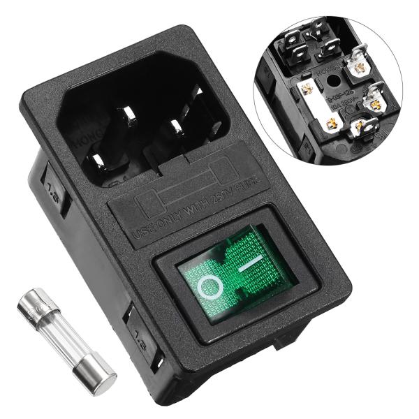 uxcell 　ロッカースイッチワットオス電源プラグ　AC250V10A　SS-8B-2　SPST