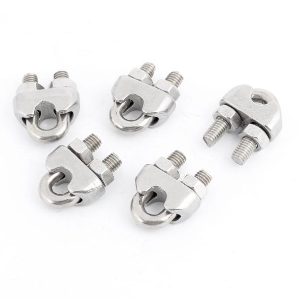 uxcell ワイヤーロープクリップ ケーブル クランプ 304 ステンレス鋼製 金具部品 6mm 5個入り