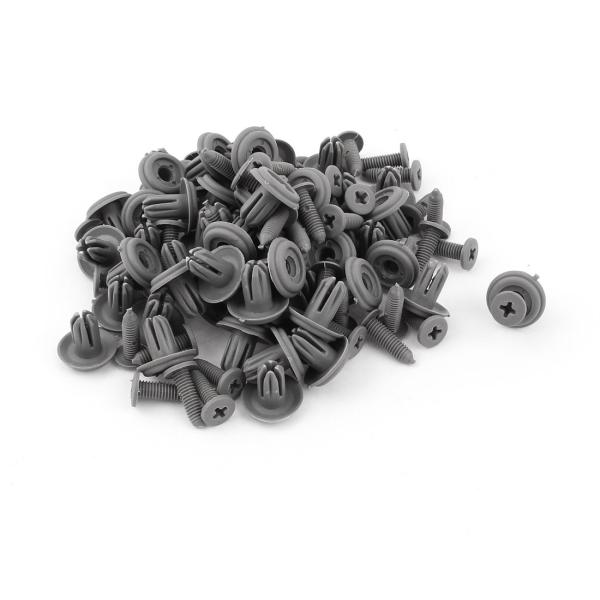 uxcell タイプリベットファスナー 6mm穴 カープッシュ プラスチックリベット グレー 50個