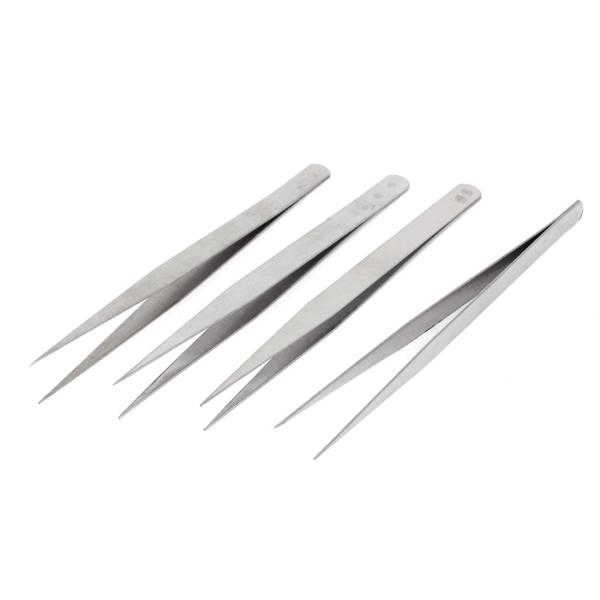 uxcell ピンセット 先の尖ったピンセットハンドツール ステンレス鋼 DIYツール 長さ 13.5cm 4個入り