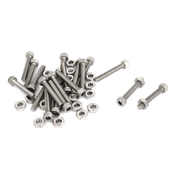 uxcell 六角穴付きボルト ソケット スクリュー M2.5x16mm キャップ ボルト ナット セット ステンレススチール 20本入り