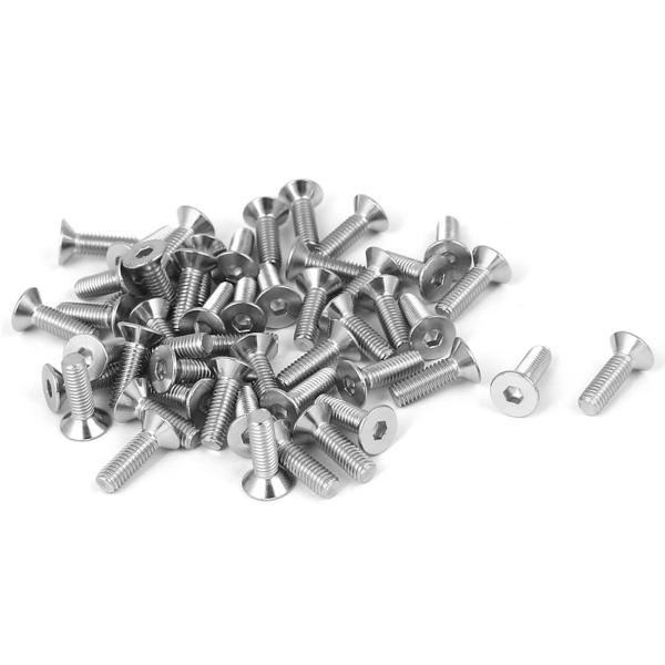 uxcell 六角穴付きボルト 皿ボルト 304ステンレス鋼 シルバートーン 機械ネジ フラットヘッド M3*10mm 50個入り