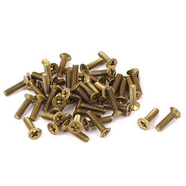 uxcell ネジ プラス皿ねじ 真鍮 M3 x 12mm GB819 プラス 真鍮トーン 50