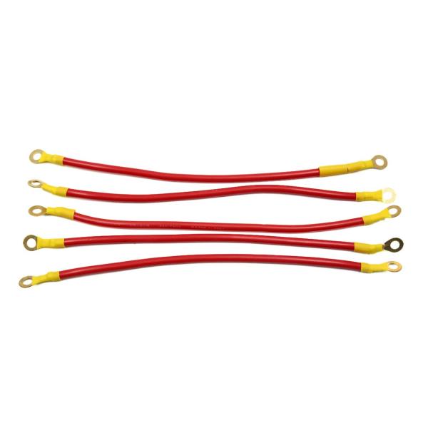 uxcell バッテリーケーブル バッテリーワイヤー 27cm 自動車用 DC 12V DC 24V 6mm丸端子 レッド 5個入り