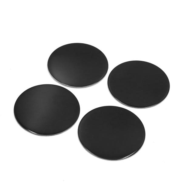uxcell カーステッカー 45mmの直径 ブラック アルミニウム合金 車輪 ステッカー ハブキャップセンター カバー 装飾 4個入り
