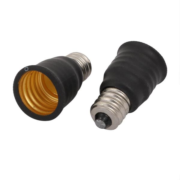 【本商品は海外出荷】お届けは通常20-30日を頂いております。; 材質：金属正味重量：10g; パッケージ内容：E12へE17ランプエクステンダーアダプタ2個入りメインカラー：ブラック、シルバートーン寸法：35mm x 20mm（H * D...