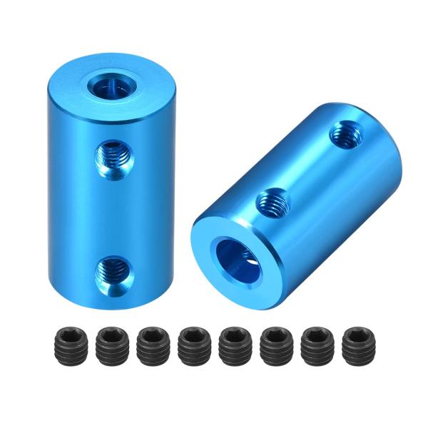 uxcell リジッドシャフトカプラ M4スキュー アルミ合金製 ブルー 4mm―6mmコネクション径 L25xD14 2個入り