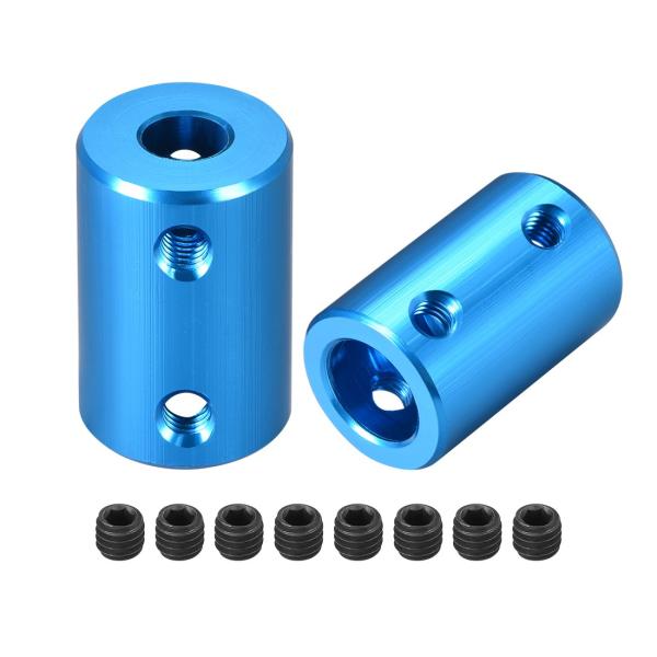 uxcell リジッドシャフトカプラ M4スキュー アルミ合金製 ブルー 6.35mm―1mm L25xD16 2個入り