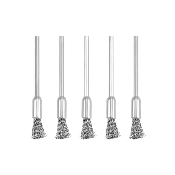 uxcell ミニワイヤーカップブラシ 5x11mm 2.35mmシャンク付き 圧着鋼 5個
