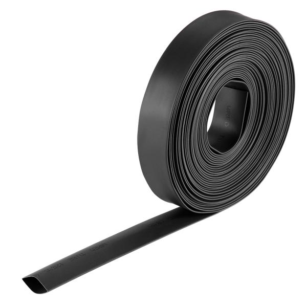 uxcell 熱伸縮チューブ ケーブルスリーブ 直径12mm フラット幅20mm 伸縮率2:1 長さ7m ブラック